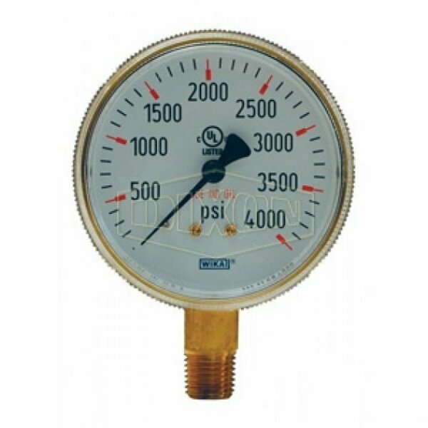Dixon Welding Gauge, 0 to 600 psi, 1/4 in Connection, 2-1/2 in Dial, +/- 3-2-3 % GBRW600